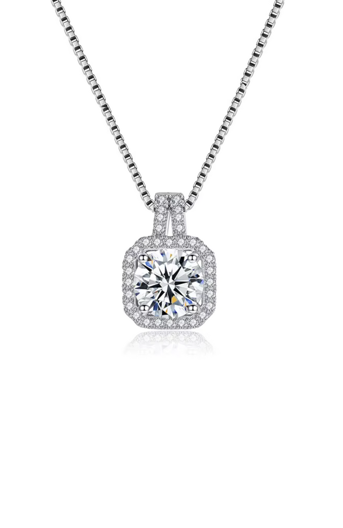 Two Carat Halo Cubic Zirconia Pendant Necklace, photo 9