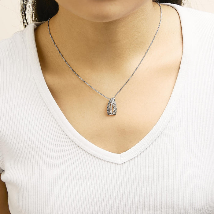 Collar con colgante de tres tonos con diamantes blancos y marrones de 1/2 ct. p.t. en plata de ley, foto 3
