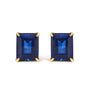 10x8mm Lab-Created Blue Sapphire Emerald-Cut Solitaire Stud Earrings in 18K Yellow Gold, photo 1