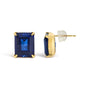 10x8mm Lab-Created Blue Sapphire Emerald-Cut Solitaire Stud Earrings in 18K Yellow Gold, photo 4