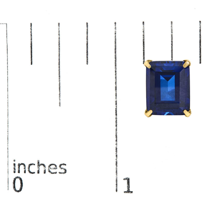 10x8mm Lab-Created Blue Sapphire Emerald-Cut Solitaire Stud Earrings in 18K Yellow Gold, photo 5