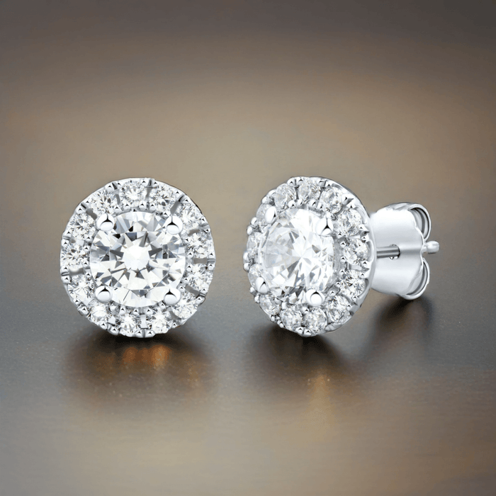 2 CTW Lab-Grown Diamond Halo Earrings in 14K Gold, photo 6