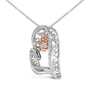 Collar con colgante de huella y corazón con diamantes de 1/10 ct. p.t. en plata de ley bañada en oro rosa de 14K, foto 4