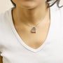 Collar con colgante de huella y corazón con diamantes de 1/10 ct. p.t. en plata de ley bañada en oro rosa de 14K, foto 3