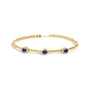 Pulsera de estaciones de halo con amatista morada y diamantes de 1/3 ct. p.t. en oro amarillo de 18K, foto 1