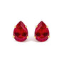 5x7mm Created Pear Ruby Solitaire Stud Earrings in 18K Yellow Gold, photo 1