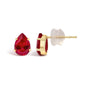 5x7mm Created Pear Ruby Solitaire Stud Earrings in 18K Yellow Gold, photo 4