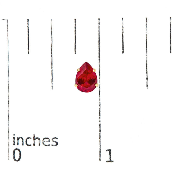 5x7mm Created Pear Ruby Solitaire Stud Earrings in 18K Yellow Gold, photo 5