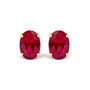 7x5mm Created Oval Ruby Solitaire Stud Earrings in 18K Yellow Gold, photo 1
