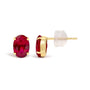 7x5mm Created Oval Ruby Solitaire Stud Earrings in 18K Yellow Gold, photo 4