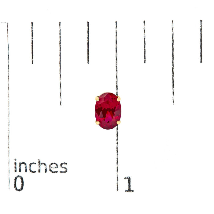7x5mm Created Oval Ruby Solitaire Stud Earrings in 18K Yellow Gold, photo 5