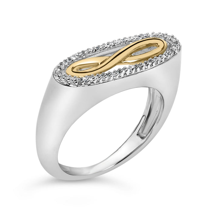 Anillo infinito con detalle de diamante en plata de ley bañada en oro amarillo de 14K, foto 3
