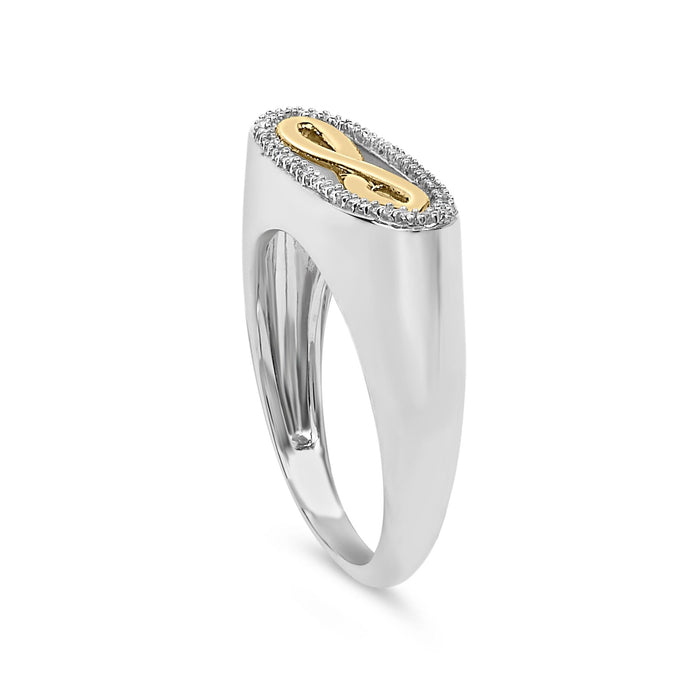 Anillo infinito con detalle de diamante en plata de ley bañada en oro amarillo de 14K, foto 4