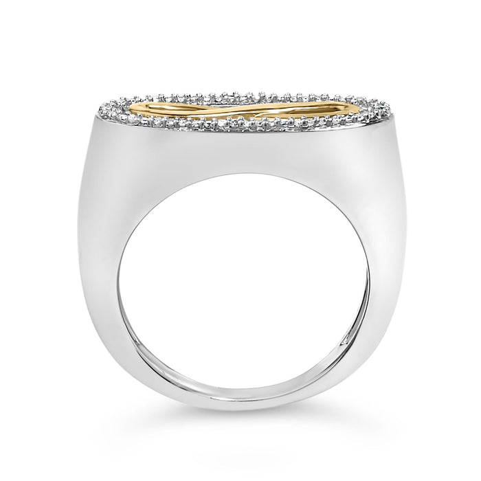 Anillo infinito con detalle de diamante en plata de ley bañada en oro amarillo de 14K, foto 5