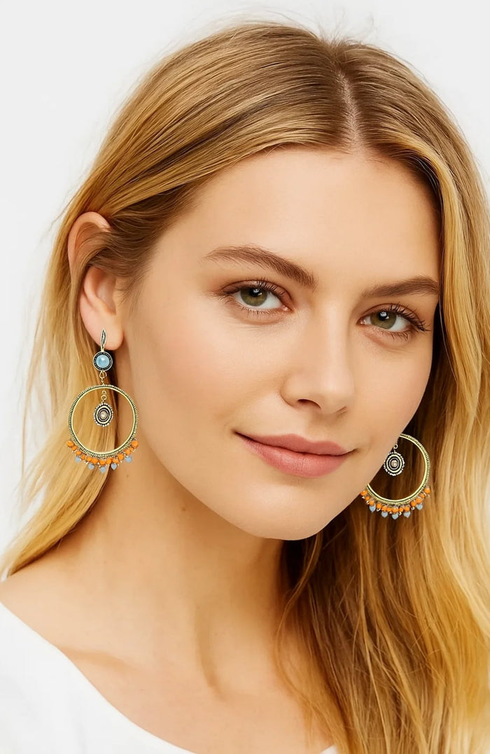Vintage Boho Dangle Hoop Earrings, photo 2