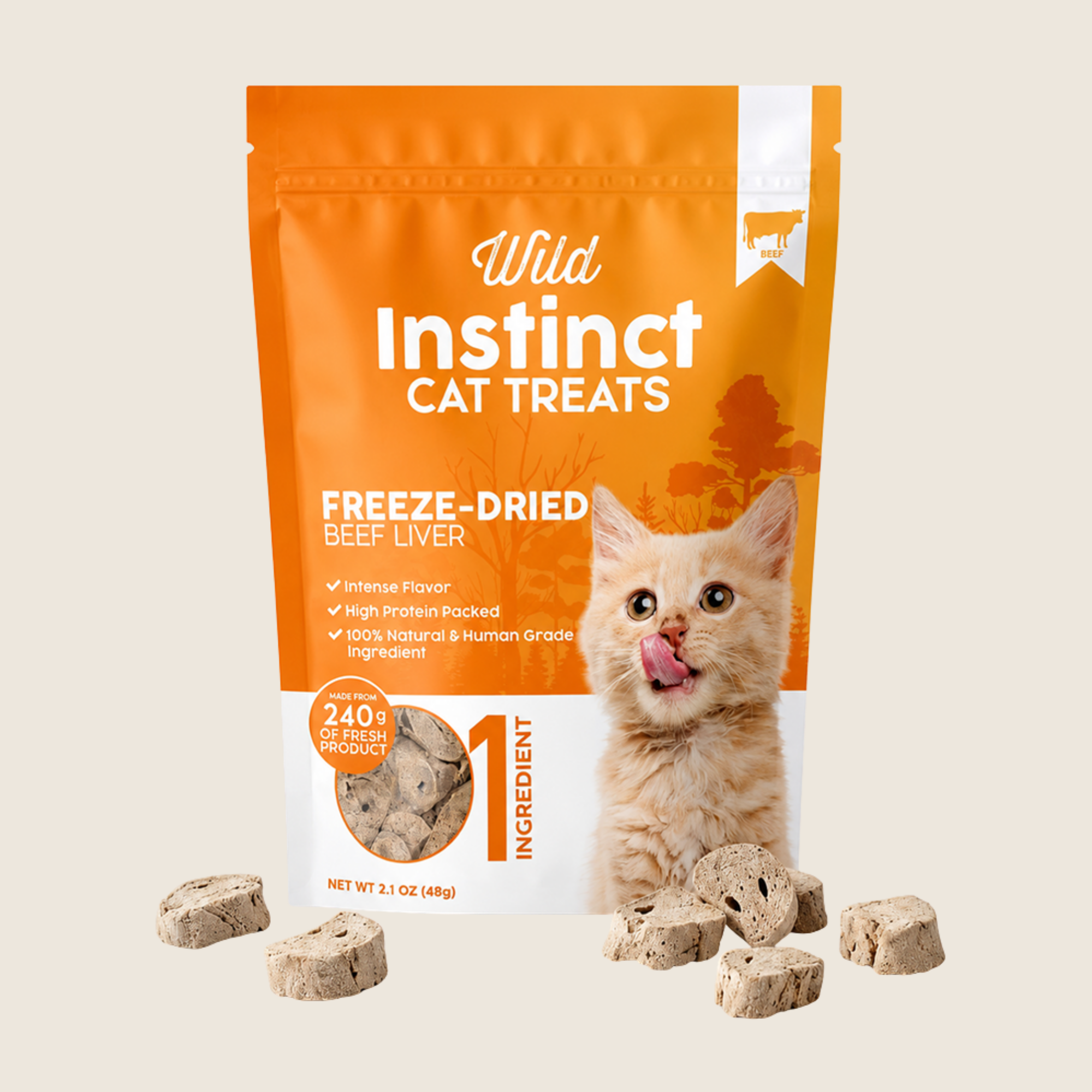 Premios liofilizados de hígado de res para gato