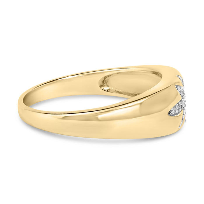 1/10 Ct. T.W. Diamond Star Burst Inlay Ring in 18K Yellow Gold, photo 2
