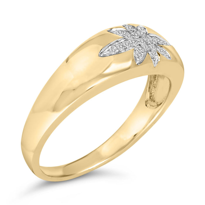 1/10 Ct. T.W. Diamond Star Burst Inlay Ring in 18K Yellow Gold, photo 4