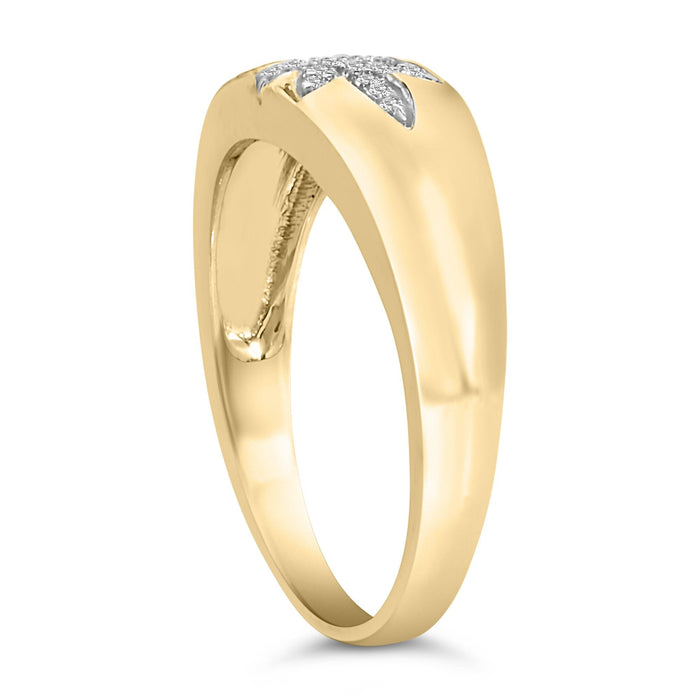 1/10 Ct. T.W. Diamond Star Burst Inlay Ring in 18K Yellow Gold, photo 5