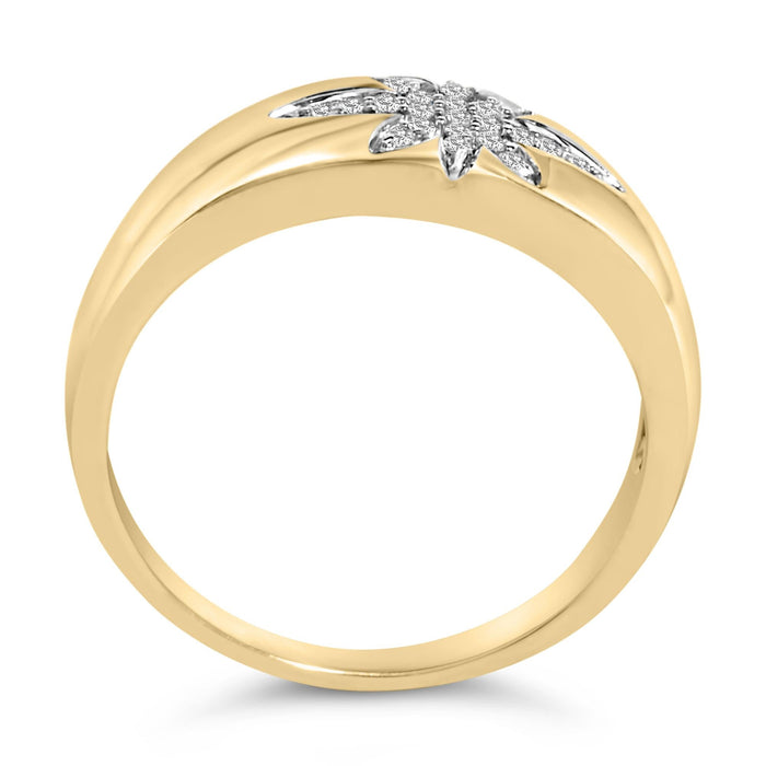 1/10 Ct. T.W. Diamond Star Burst Inlay Ring in 18K Yellow Gold, photo 6