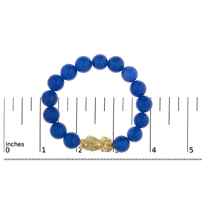 Blue Agate Beaded Dragon Charm Bracelet in 18K Yellow Gold, photo 5
