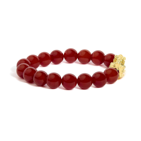 Dragon Charm Red Agate Beaded Charm Bracelet in 18K Yellow Gold, photo 2