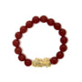Pulsera de dijes con dije de dragón y cuentas de ágata roja en oro amarillo de 18K, foto 4