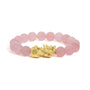 Dragon Charm Natural Rose Quartz Beaded Charm Bracelet in 18K Yellow Gold, photo 1
