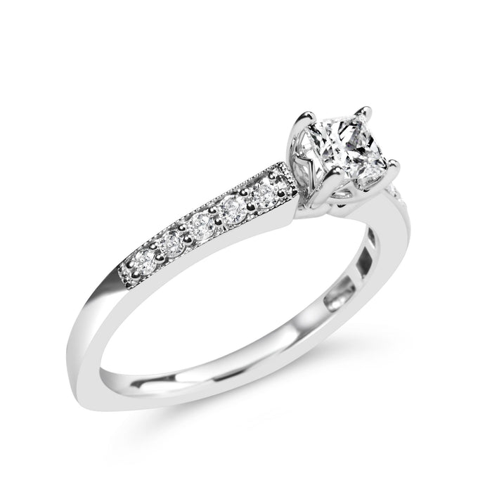 1/2 Ct. T.W. Diamond Princess-Cut Diamond Engagement Ring in 14K White Gold, photo 4