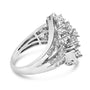 Anillo de cóctel de racimo en remolino con diamantes de 1 ct. p.t. en plata de ley, foto 2