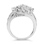 Anillo de cóctel de racimo en remolino con diamantes de 1 ct. p.t. en plata de ley, foto 6
