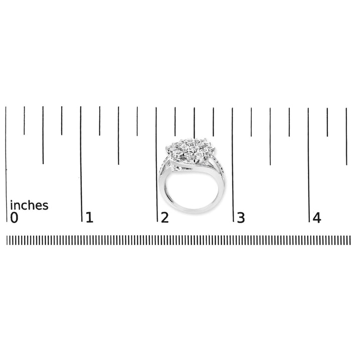 Anillo de cóctel de racimo en remolino con diamantes de 1 ct. p.t. en plata de ley, foto 7