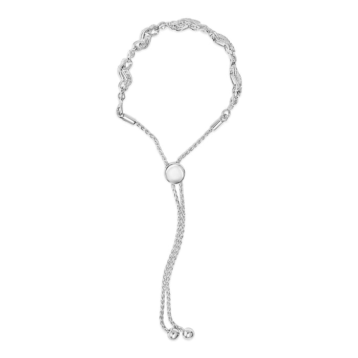 Pulsera bolo de doble onda con diamantes de 1/2 ct. p.t. en plata de ley, foto 4