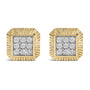 Aretes de botón de halo texturizado con diamantes de 1/6 ct. p.t. en plata de ley bañada en oro amarillo de 10K, foto 1