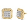 Aretes de botón de halo texturizado con diamantes de 1/6 ct. p.t. en plata de ley bañada en oro amarillo de 10K, foto 2