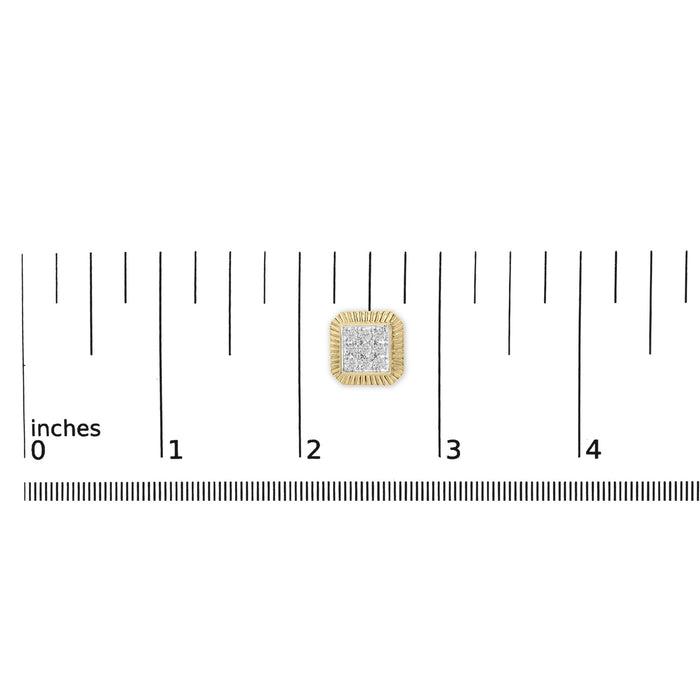 Aretes de botón de halo texturizado con diamantes de 1/6 ct. p.t. en plata de ley bañada en oro amarillo de 10K, foto 5