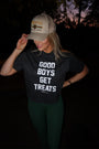 Good Boys Get Treats Crop Tee in black leopard