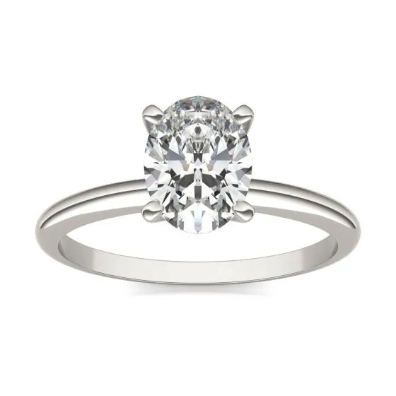 Anillo de compromiso con diamante ovalado cultivado en laboratorio de 1 1/2 CTW en oro de 14K, foto 1