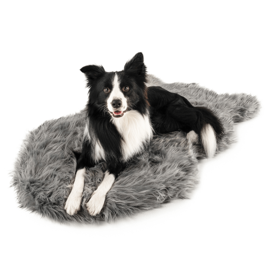 PupRug Curve Faux Fur Orthopedic Dog Bed, Charcoal Grey