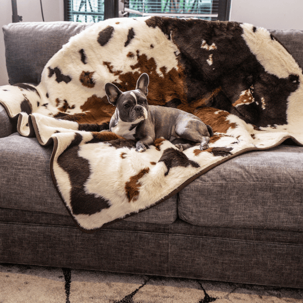 PupProtector Waterproof Throw Blanket, Brown Faux Cowhide, photo 2