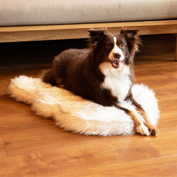 PupRug Curve Faux Fur Orthopedic Dog Bed, White with Brown Accents, photo 12