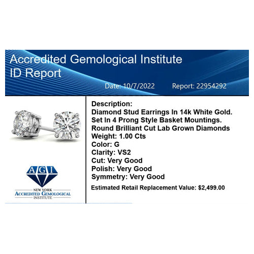 1.50 CTW Round Lab-Grown Diamond Stud Earrings in 14K Gold, photo 11