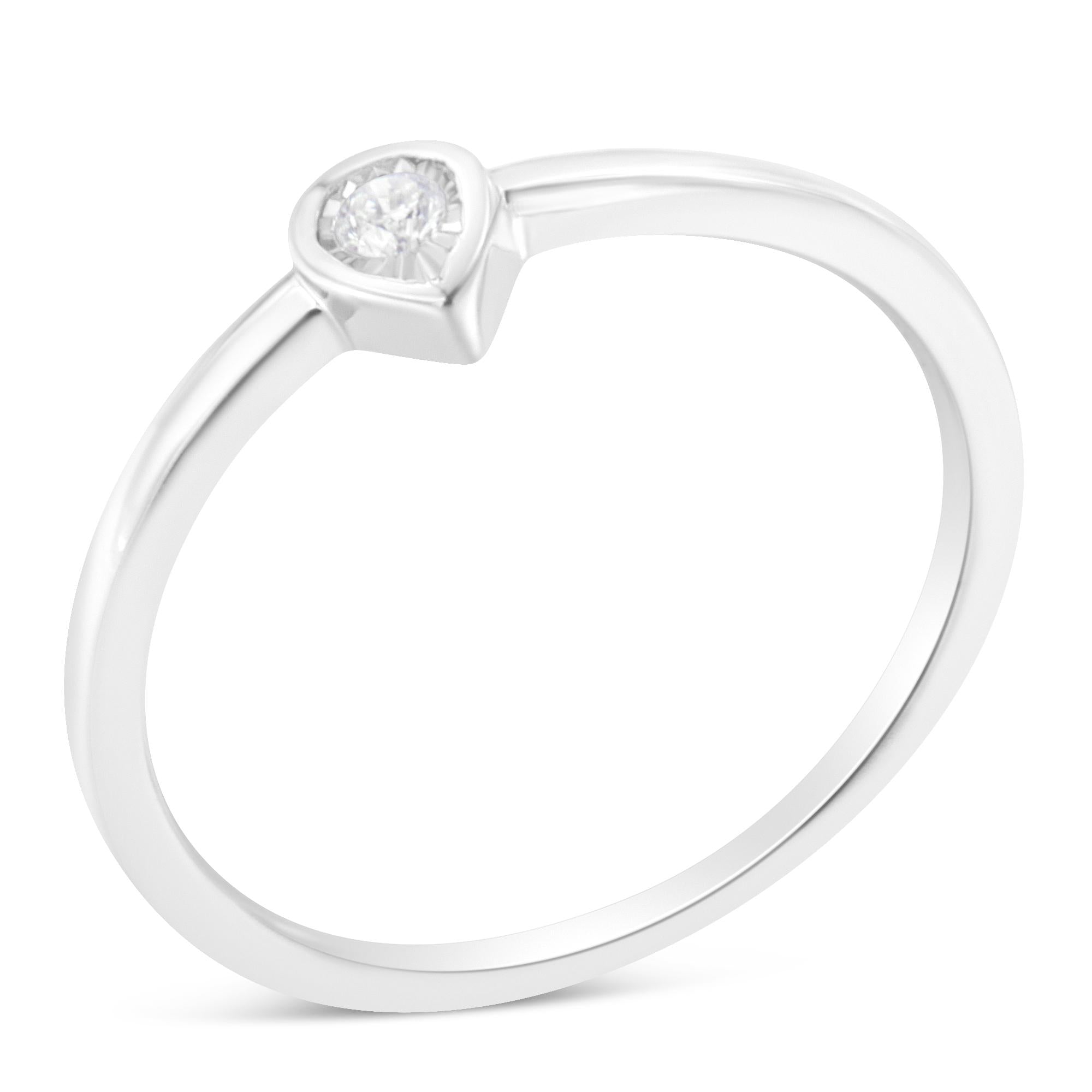 1/20 Ct. T.W. Diamond Teardrop Pear-Shaped Miracle-Set Petite Promise Ring in Sterling Silver, photo 1