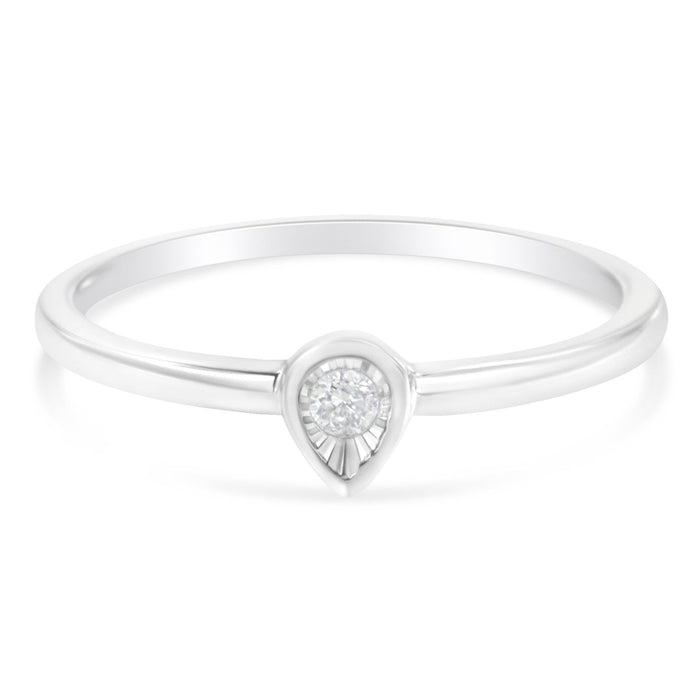 1/20 Ct. T.W. Diamond Teardrop Pear-Shaped Miracle-Set Petite Promise Ring in Sterling Silver, photo 4