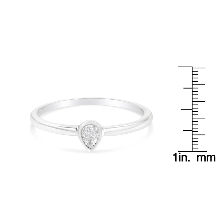 1/20 Ct. T.W. Diamond Teardrop Pear-Shaped Miracle-Set Petite Promise Ring in Sterling Silver, photo 6