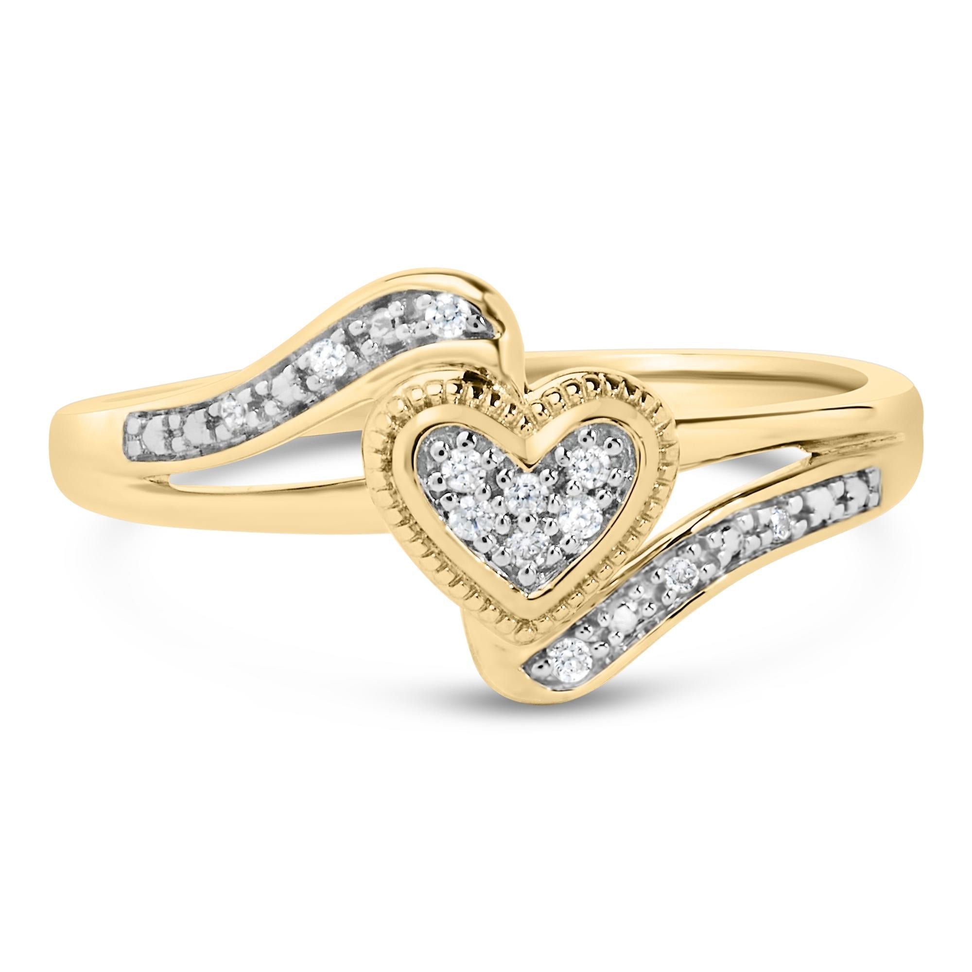Diamond Accent Filigree Heart Promise Ring in 14K Yellow Gold-Plated Sterling Silver, photo 1