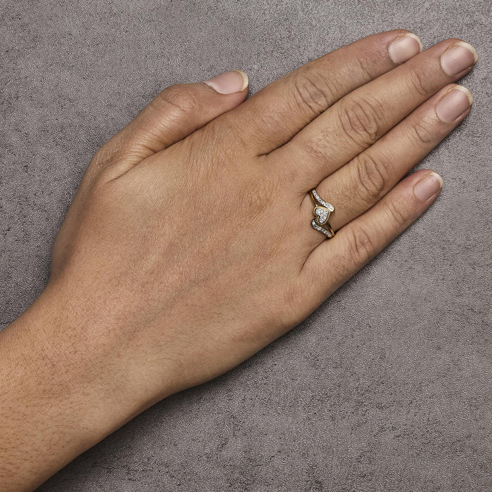 Diamond Accent Filigree Heart Promise Ring in 14K Yellow Gold-Plated Sterling Silver, photo 3