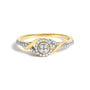 Anillo de promesa de remolino y halo con diamantes de 1/10 ct. p.t. en oro amarillo de 10K, foto 1
