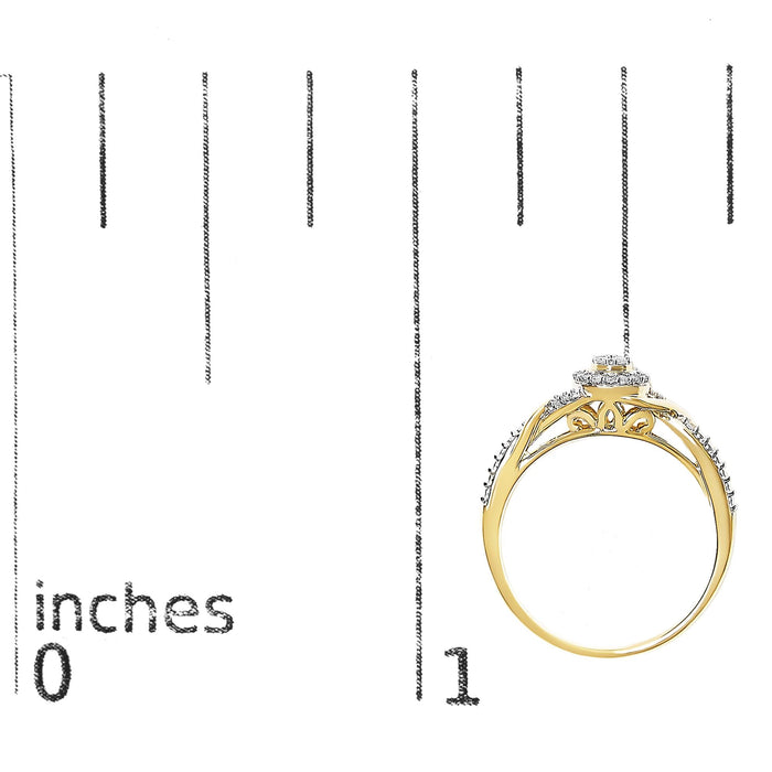 Anillo de promesa de remolino y halo con diamantes de 1/10 ct. p.t. en oro amarillo de 10K, foto 7