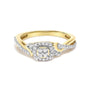 Anillo de compromiso con aro trenzado y halo compuesto de diamantes de 1/10 ct. p.t. en oro amarillo de 10K, foto 1